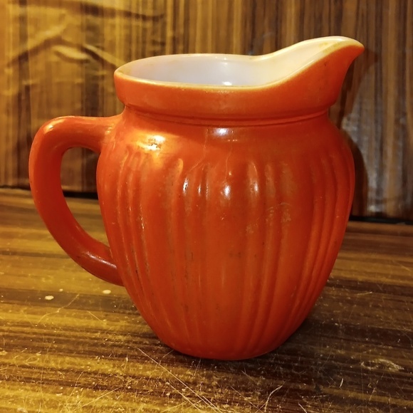 Vintage Hazel Atlas platonic Orange creamer mcm retro shabby chic farmhouse - Picture 2 of 4